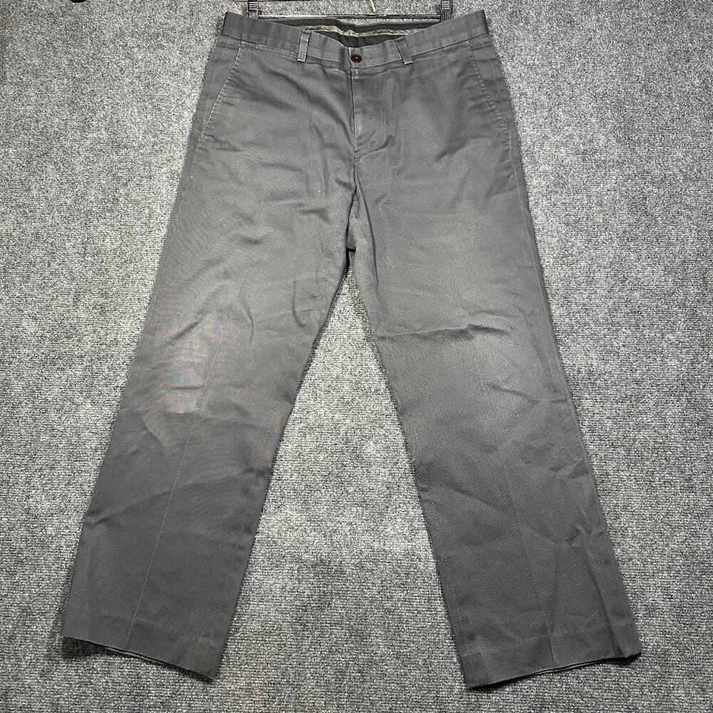 Eddie Bauer Pants Mens 34 Gray Cotton Chino Straight Leg Pockets